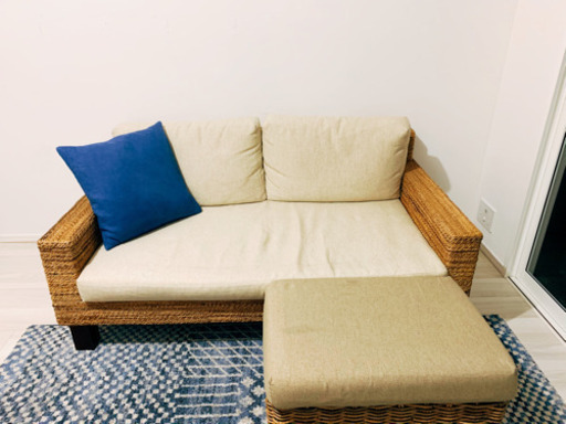 KAJA カジャ　2人掛けソファー&オットマン【6/23まで】