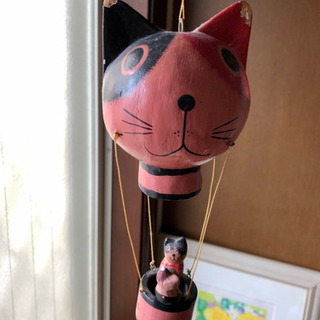 アジアン雑貨　ネコのインテリア　猫　気球　飾り付けの画像