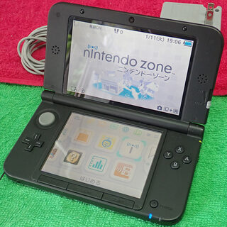 札幌 任天堂 3DSLL 赤黒 本体 充電アダプター 中古