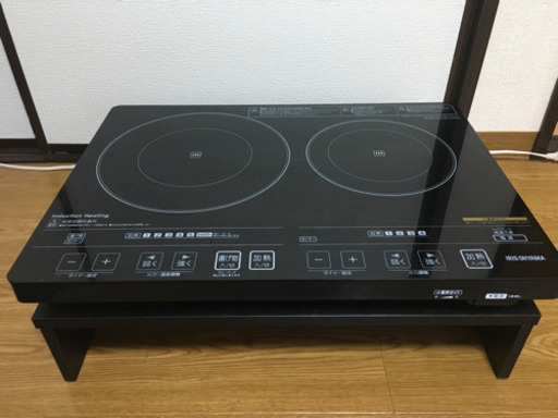 アイリスオーヤマ　2口IHクッキングヒーター（音声付）専用スタンドもセットで♪