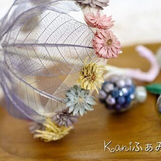 あめふり♥羊毛フェルトの紫陽花かたつむりとフラワーアンブレラのコラボプレートの画像