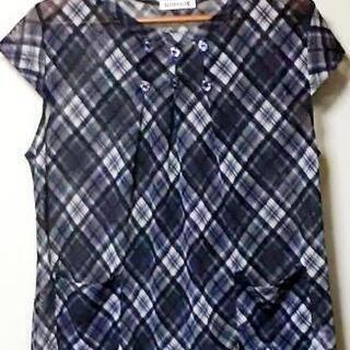 急募🔊未使用に近い❕エスニック風 丸襟 ポケット ボタン チェッ...