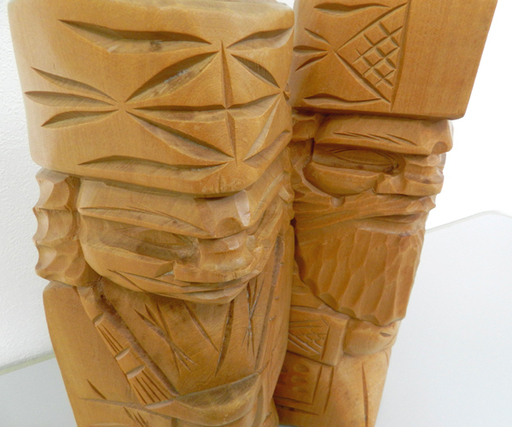 アイヌ ニポポ 人形 木彫り 木製 北海道民芸品 セット 高さ36