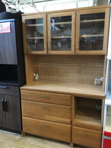 1/21 値下げ! 定価約15万円 末次家具工芸 IDC大塚家具取り扱い 3面レンジボード オーク材 コンテ120 北欧Style