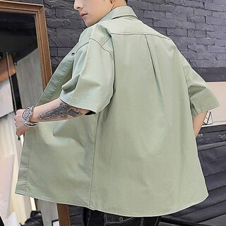 NCFBAG シャツ メンズ 半袖 カジュアル 夏服 オシャレ シャツ 無地 の画像