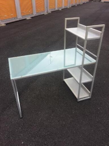 ガラス天板机ラック付き 3台 中古、綺麗です