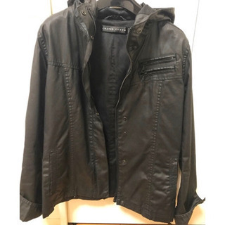 【美品】レザー調 フード付きジャケット