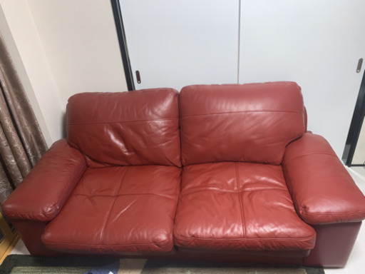 本革 ソファ 赤
