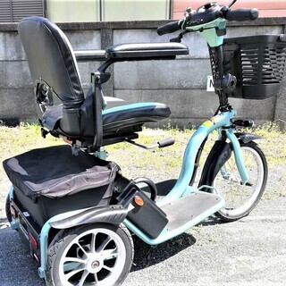 高速カスタム フランスベッド ハンドル型 三輪 電動車椅子 Ｓ637スマートパル　バッテリー新品交換済の画像