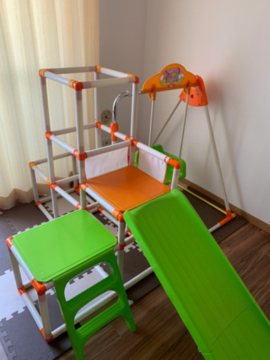 ジャングルジム ブランコ ロングすべり台 鉄棒ジョイントマット付き