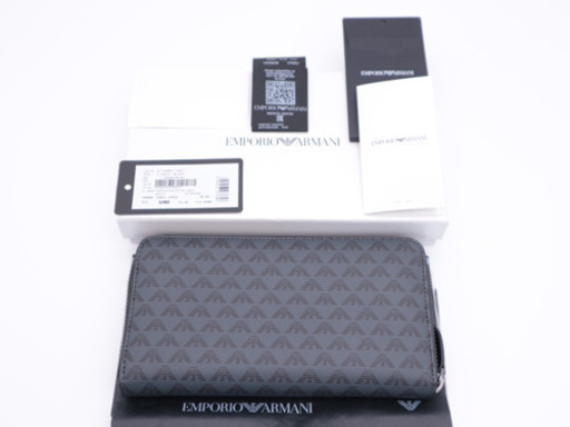 《EMPORIO ARMANI/ロゴラウンドファスナー》Sランク 未使用品 美品