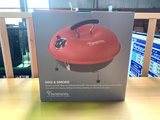 【未使用】バーベキューコンロ BBQ お洒落 BBQ&SMOKE レッド