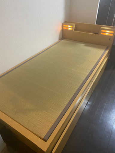 ベッド シングル 収納 ライト 2口コンセント付き