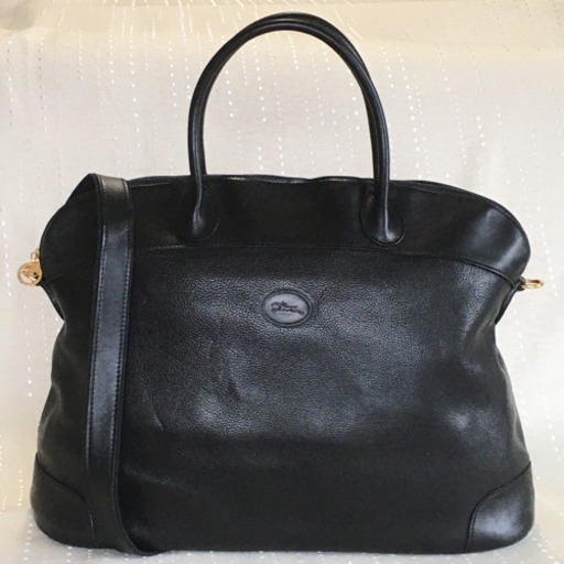 イクラ☆LONGCHAMP 黒 レザー ビジネスバッグ LONGCHAMP レザー