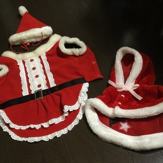 小型犬用　服　ペット服　サンタクロースセット　サンタマント　サンタ帽子