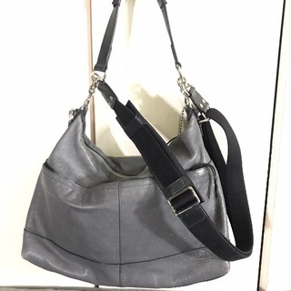 COACHメンズコーチグレーレザー2wayショルダービジネスバッグ 日本未