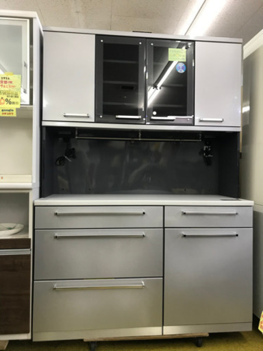 綾野製作所 キッチンボード 幅140cm　シルバー&ブラック　人工大理石ｶｳﾝﾀｰ