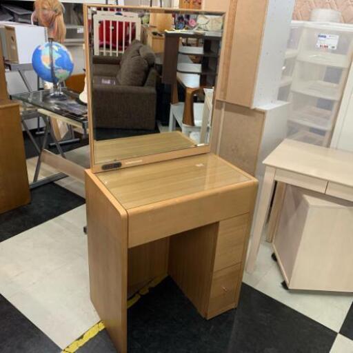 中古 店舗近郊送料格安 ニトリ製 ドレッサー 一面鏡 収納多数 椅子付き 幅64cm×奥40cm×高138cm