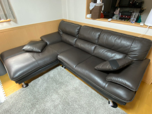 ※※急募※※L字ソファー　ダークブラウン　本革