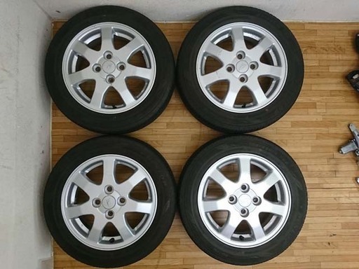 ガリ無し 18年ダンロップ製 夏タイヤ155/65R14 ダイハツ純正アルミ付き 4本セット！