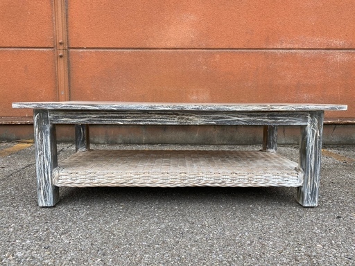 新品 未使用品 リビングテーブル センターテーブル ラタン ホワイトウォッシュ加工 輸入品 中古品