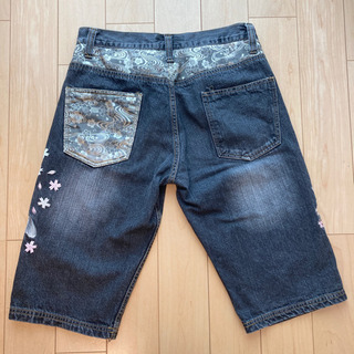 半ズボン【和柄のデニムハーフパンツ】の画像