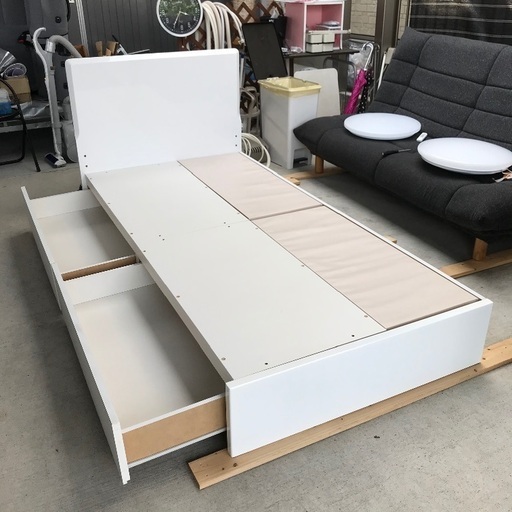 【美品】収納付きシングルベッド（ホワイト）