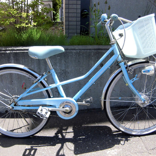 札幌 22インチ 自転車 水色 ブルー 子供用自転車 キッズ 女の子向き オートライト 変速なし