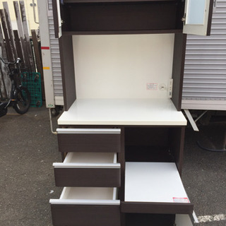 ☆食器棚 ニトリ 多少スレ有り ブラウンと白☆の画像