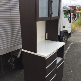 ☆食器棚 ニトリ 多少スレ有り ブラウンと白☆の画像