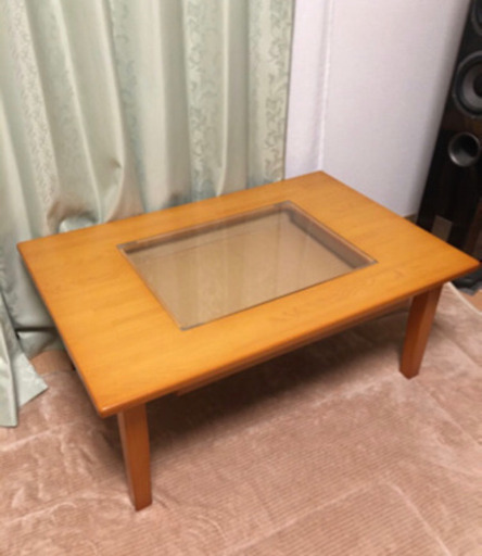 木製　ガラス天板　センターテーブル