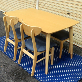 【交渉成立】 ぼん家具 ダイニングテーブル 4点セット 極美品 ￥15,000