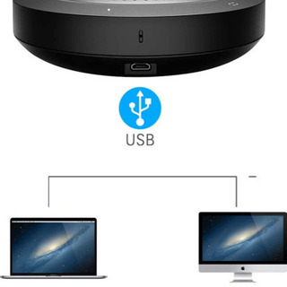 【新品未使用】USBスピーカーフォン PCマイク 双方向通話 USBマイクロホン 全指向性集音マイク ZOOM・Web会議・ビデオ会議・テレワーク・オンライン会議・在宅 会議用システム・通信講座・eラーニング・ミーティング・ビデオチャット・VoIP通話やWindows Liveメッセンジャー・Skype通話などに対応 USBモデル（ブラック）の画像