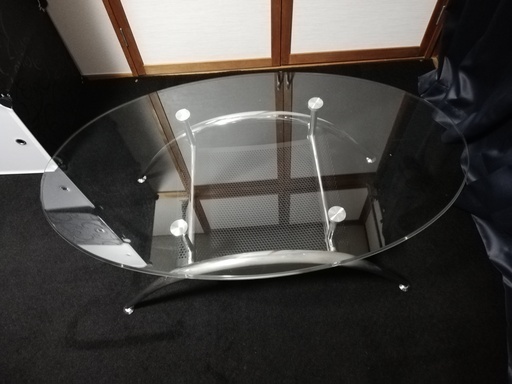 楕円形ガラステーブル（ニトリ製品）