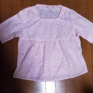 ピンクチェック小花柄ブラウスＬサイズ
