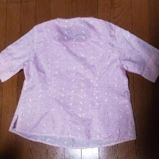 ピンクチェック小花柄ブラウスＬサイズの画像