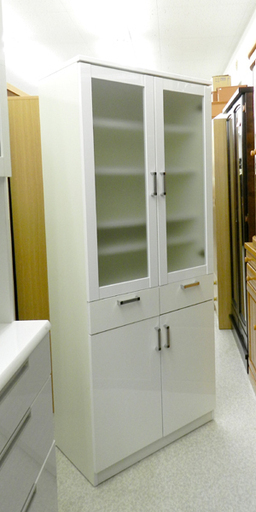 食器棚 幅75cm キッチン収納 ホワイト 引出し 扉 共和産業 ☆ PayPay(ペイペイ)決済可能 ☆ 札幌市 北区 屯田