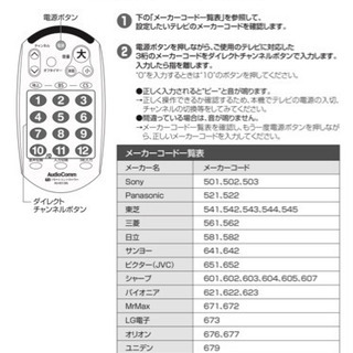 TV テレビ リモコン 全メーカー対応の画像