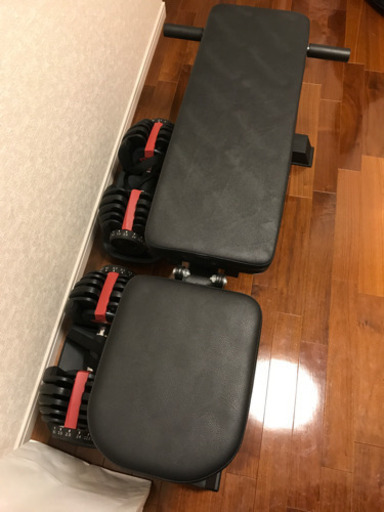 可変式ダンベル2個セット、トレーニングベンチセット