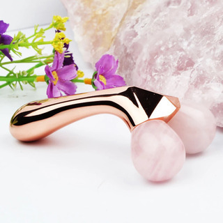 美顔マッサージャー ローズクォーツ フェイスローラ天然石 24K...