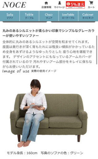 【美品】NOCE ソファ 2人掛け 定価40,000円相当