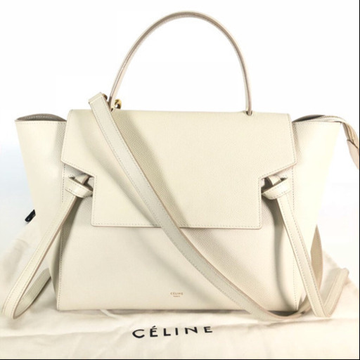 《真贋チェック済み》美品セリーヌ レザー 2way ベルトバッグ ホワイト