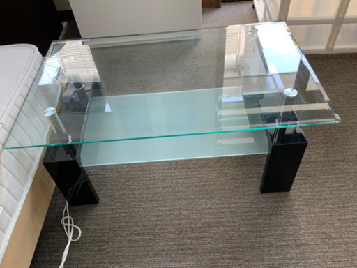 お取引中　　ガラステーブル　ブラック　中古^_^