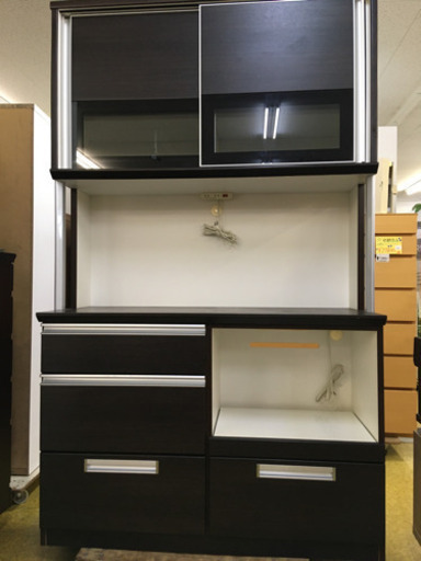 キッチンボード 幅120cm ダークブラウン×ホワイト大型