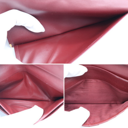 《Cartier/マストライン 二つ折り長財布》Bランク ボルドー 送料無料