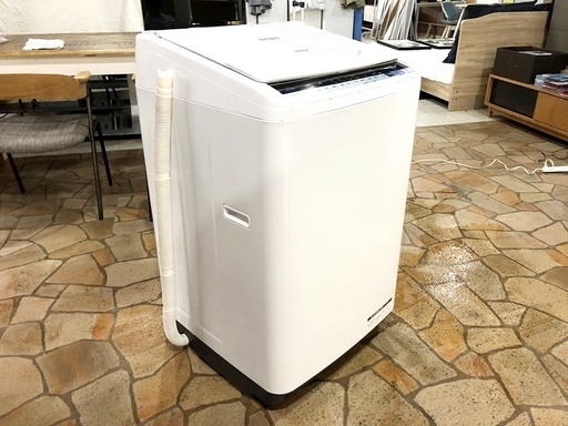 札幌近郊送料無料　分解清掃済み　8.0kg 全自動洗濯機 ビートウォッシュ 日立 BW-V80B 2017年製造 簡易乾燥機能