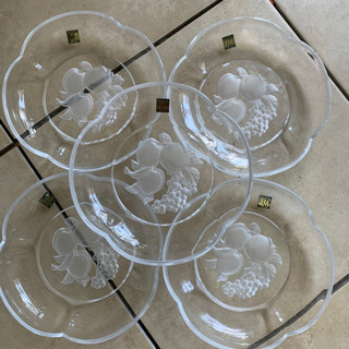 新品　HOYA CRYSTAL ガラスプレート 中皿5枚セットの画像