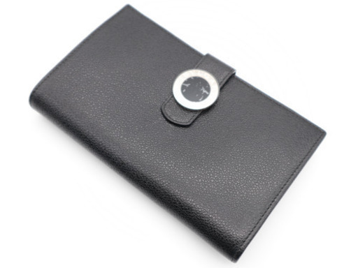《BVLGARI レザーフラップコローレ 二つ折り長財布 》ブラック Aランク