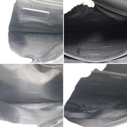 《LOEWE/レザー ロエベロゴ セカンドバッグ》ABランク 袋 ブラック 美品