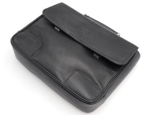 《LOEWE/レザー ロエベロゴ セカンドバッグ》ABランク 袋 ブラック 美品